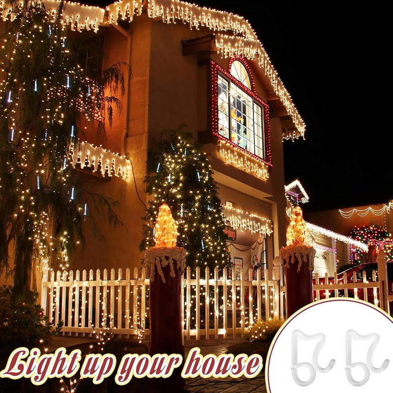 Doratale Holiday Light Clip Christmas Light Clips Outdoor Hang Gutter Hooks for Christmas Decoration String Lights, Mount to Shingles & gutters Outdoor Lights Clips for Xmas Winter Holidays-100 Pieces - Image 5
